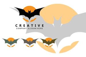 Bat Logo design, halloween illustration, corporate brand, night animal icon vector