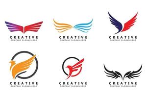 diseño de logotipo de ala de águila, ilustración de animales de aves voladoras, marca de la empresa vector