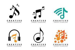 diseño de logotipo de nota musical, ilustración de tono de canción vector