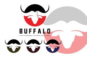 Bull animal Logo design, buffalo head illustration