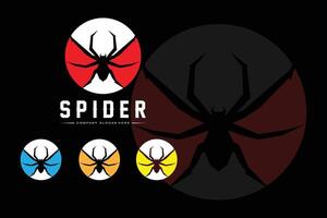 iconos vectoriales del logotipo de araña y telaraña, animales que hacen nidos, para halloween, disfraces vector