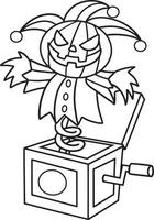 Jack In The Box Halloween Isolated Coloring Page vector