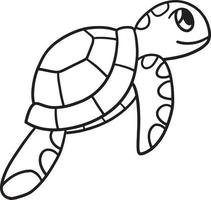 Sea Turtle Isolated Coloring Page for Kids vector