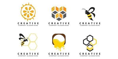 simple yellow honey bee free icon vector logo