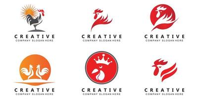 fried chicken logo design, farm animals made into food by the chef, premium vector illustration