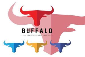 Bull animal Logo design, buffalo head illustration vector