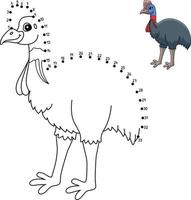 Dot to Dot Cassowary Bird Animal Coloring Page vector