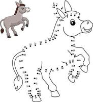 Dot to Dot Donkey Coloring Page for Kids vector