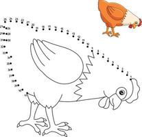 Dot to Dot Chicken Coloring Page for Kids vector