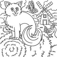 página para colorear de gato para niños vector