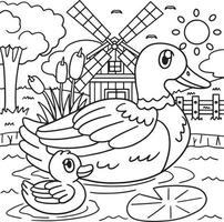 Duck Coloring Page for Kids vector