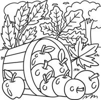 Thanksgiving Apple Coloring Page for Kids vector