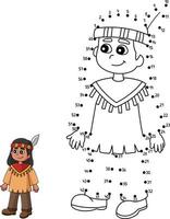 Dot to Dot Thanksgiving Native American Coloring vector