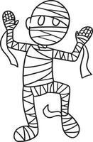 Mummy Halloween Isolated Coloring Page for Kids vector