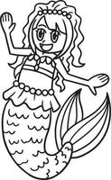 Mermaid Arms Wide Open Isolated Coloring Page vector