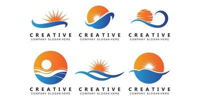 vector de diseño de icono libre de logotipo de sol y río simple