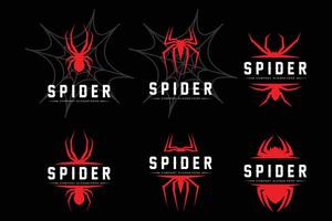 iconos vectoriales del logotipo de araña y telaraña, animales que hacen nidos, para halloween, disfraces vector