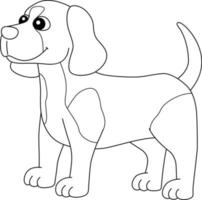 página para colorear de perro beagle aislada para niños
