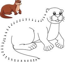 Dot to Dot River Otter Coloring Page for Kids vector