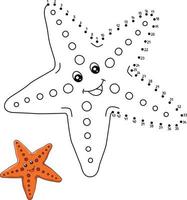 página para colorear punto a punto estrella de mar para niños vector