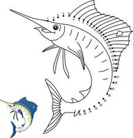 Dot to Dot Sailfish Coloring Page for Kids vector