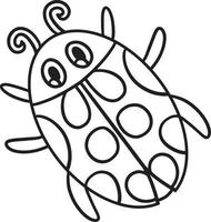 Ladybug Coloring Page Isolated for Kids vector