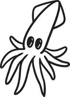 Squid Isolated Coloring Page for Kids vector