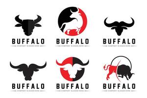 Bull animal Logo design, buffalo head illustration vector