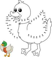 Dot to Dot Duck Coloring Page for Kids vector