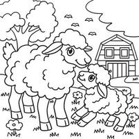 Sheep Coloring Page for Kids vector