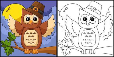 Thanksgiving Owl With Pilgrim Hat Illustration vector