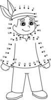 Dot to Dot Thanksgiving Native American Coloring vector