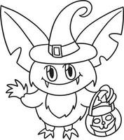 Vampire Owl Halloween Isolated Coloring Page vector