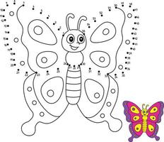 punto a punto mariposa para colorear página para niños vector