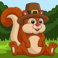 Thanksgiving Squirrel Pilgrim Hat Illustration vector