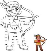 Dot to Dot Native American With Bow And Arrow vector