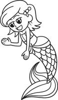 Talking Mermaid Isolated Coloring Page for Kids vector