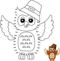 Dot to Dot Thanksgiving Owl Coloring Pages vector