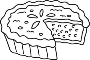 Thanksgiving Pumpkin Pie Isolated Coloring Page vector