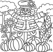 Thanksgiving Scarecrow Coloring Page for Kids vector