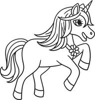 Playing Unicorn Isolated Coloring Page for Kids vector