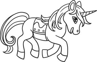 Walking Unicorn Isolated Coloring Page for Kids vector