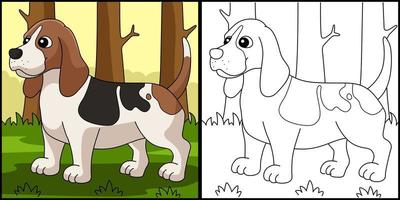 ilustración de página para colorear de perro basset hound vector