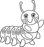 Caterpillar Coloring Page Isolated for Kids vector