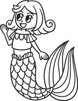 Talking Mermaid Isolated Coloring Page for Kids vector