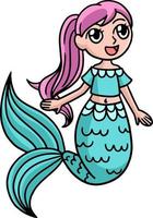 Singing Mermaid Cartoon Colored Clipart vector