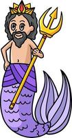 Merman King With Trident Cartoon Colored Clipart vector