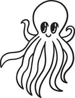 Octopus Isolated Coloring Page for Kids vector