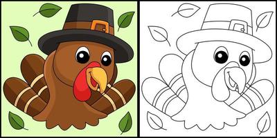 Thanksgiving Turkey Head With Hat Illustration vector