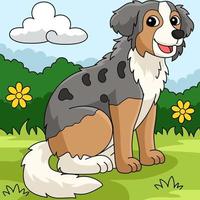 Australian Shepherd Colored Cartoon Illustration vector